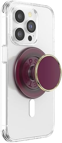 PopSockets Telefongrepp för MagSafe med stativ, magnetiskt stativ, utbytbar topp, säkert grepp för iPhone MagSafe-fodral, telefon och surfplatta-grepp – emaljrött vin