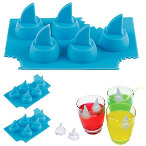 pulunto Shark Ice Cube Tray, Silicone Shark Fin Shape Ice Cube Trays, Shark Fin Ice Cube Tray For Freezer, Fun Shark Fin Chocolate Mould Shark Mold For Shark Theme Birthday Party