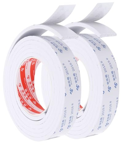 PATIKIL 2 paquets 2m/6.6ft Ruban en mousse d'étanchéité 3 cm de large blanc | bande d'étanchéité unilatérale pour porte pour l'isolation des fenêtres et des portes, 5 mm d'épaisseur