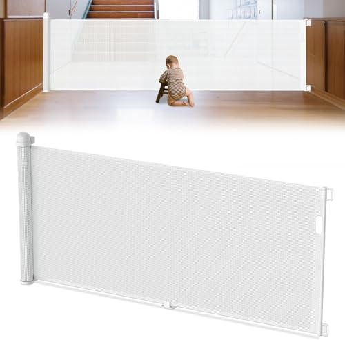Froadp Griglia di protezione per porta in PVC, estraibile, per bambini e animali domestici, tenda a rullo retrattile, barriere per cani (0-300 cm, bianco)