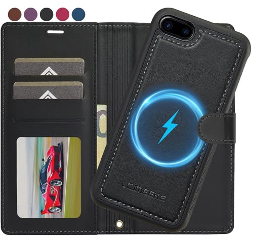 Ailicici für iPhone SE 3/2 (2022/2020), iPhone 8/7 Hülle, [Abnehmbar] 2-IN-1 Abnehmbare Magnetische Hülle, Kabelloses Laden, Kartenfach Leder Case, Handyhülle RFID Klapphülle Schutzhülle 4,7 Zoll