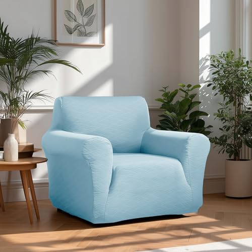 Deconovo Cubresofá Elástico Antigarra – Funda Moderna Antimanchas, Protector Lavable para Sofá de Sala, 84×90×91 CM, Azul Cielo, 1 Piezas