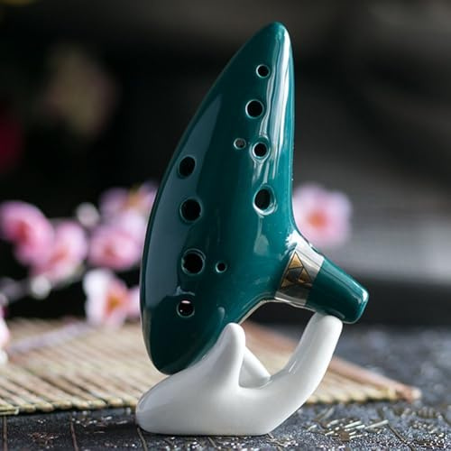 Keramik Alt C Okarina Flöte 12 Löcher für Anfänger Musikinstrument (Grün)