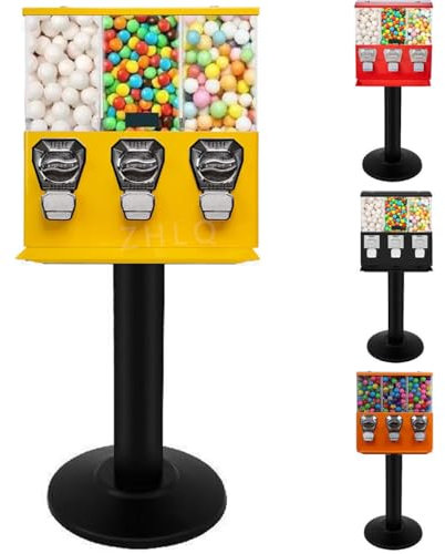 Distributeur Automatique - Machine Commerciale à Bonbons Et à Gommes Avec Support - Distributeur Automatique De Bonbons à Capsules Métalliques à Pièces De 25 Centimes / 1 Eur,Yellow-0.4Outlet