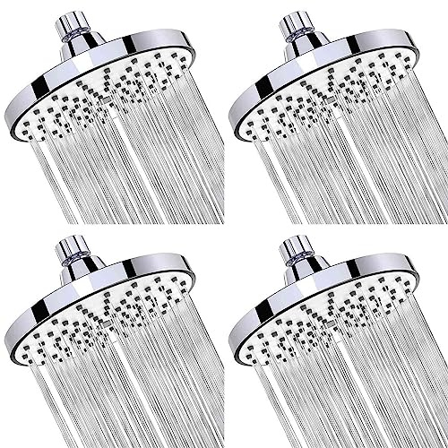 Qupdjxukis 4X Cabezal de Ducha de 6 Pulgadas Anti-Obstrucción, Cabezal de Ducha de Alta Presión de Agua Y Alta Presión SPA E Instalaciones de Ocio Articulación Esférica Giratoria(Plateado)