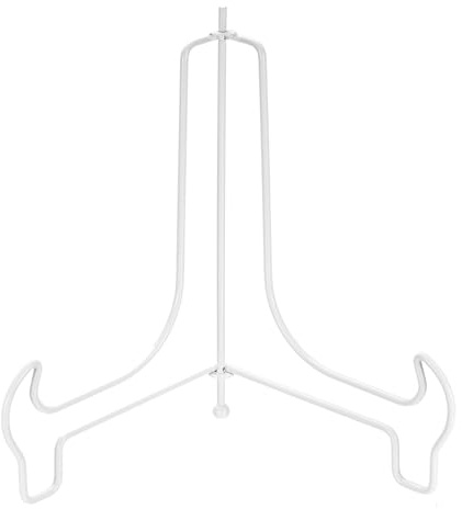 QUARKZMAN 20cm Supporto per Piatti da Esposizione, Supporti per Piatti Decorativi in Ferro Pieghevole per Libro Vassoio Foto Cornice Tavolo, Bianco
