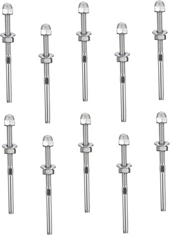 OSALADI 10pcs Stainless Steel Cable Railing Kit 1/8-inch Wire Swage Tensioner and End Terminal for Deck and Stair Wire Systems