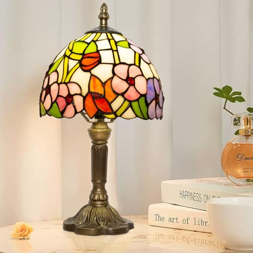 Ppbmocw Tiffany Tischlampe,8 Zoll Retro Stained Glass Lamp Für Wohnzimmern,Lesezimmern,Schlafzimmern Und Arbeitszimmern Verwendet (Vierblättrige Blume)
