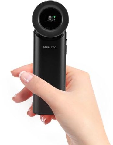 ORANJUZIGO Mini Handheld Fan with LED Digital Display, Portable Personal Cooling Fan 5 Speed Adjustable and USB Charging for Travel, Office, Outdoor and Home (Black)