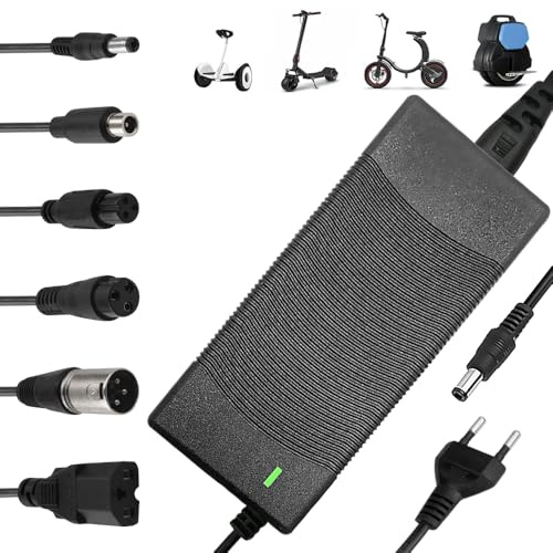 KUWUNG Ladegeräte für Scooter, 42V 2A Hoverboard Ladekabel mit 6 Anschlüssen, E Scooter Ladegerät, Kompatibel mit Ninebot, Xiaomi M365, M365 Pro, Pro2, Mi 3 und Mehr Scooter/Hoverboard/Fahrrad