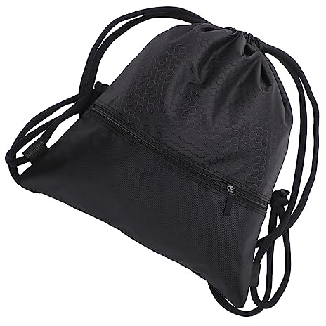 MOKKHNB Schwarzer Basketballrucksack mit Kordelzug für Herren und Damen Robuster Nylon Sportrucksack mit Netzmaterial zum Tragen von Sportkleidung und Basketballausrüstung