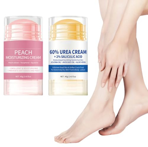 2 Pezzi Crema Piedi Urea per la Riparazione dei Talloni Screpolati, al 60% Crema per i Piedi all'urea e Screpolati Rimozione e Ammorbidimento dei Calli