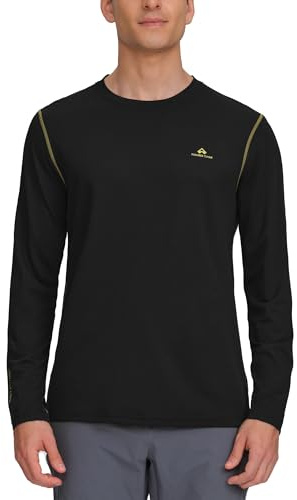 Pioneer Camp T-shirt à manches longues à séchage rapide pour homme – T-shirt de sport respirant pour le running et l'entraînement en plein air, Noir , XL