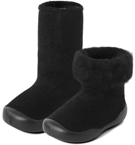 MK MATT KEELY Skor Strumpor Vinter Baby Barefoot Skor Halkfria Pojkar Flickor Varma Skor Första Stegen Baby, svart, 6-12 meses