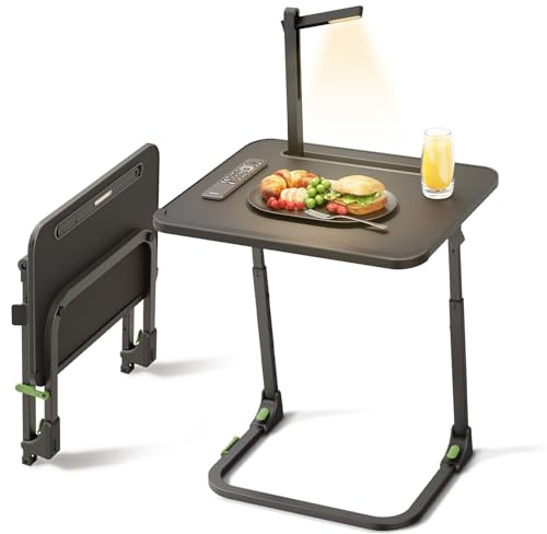 SAIJI Small Folding Table, Height & Tilt Adjustable Sofa Laptop Desk