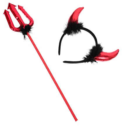 YARNOW Cerchietto Halloween Diavolo Set Costume Cosplay Accessorio Leggero e Confortevole per Feste e Halloween