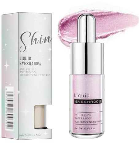 Liquid Shimmer Eyeshadow, Pale Pink-Lilac Metallic Eye Shadow, 1 x 5 ml | Buildable, Layerable Reflective Colour, Secure Screw-Top Cap, Clear Bottle And Outer Carton, For Daytime Or Evening Eye Looks