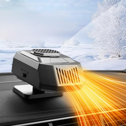 Mupkvy Auto Heizung fürs Auto, 12V 200W Schnelles Heizen und Kühlen, Tragbare Autoheizung mit Zigarettenanzünder-Anschluss, 360° Drehbare Auto-Windschutzscheibenheizung