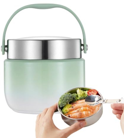 Récipient alimentaire thermique – 1200 ml – Boîte à repas pour adultes – Étanche – Récipient thermique pour porridge soupes pour activités quotidiennes en plein air comme barbecue, randonnée, plage