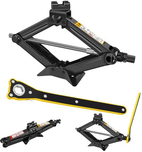 2Ton Scissor Jack for Car with Ratchet Wrench, Heavy Duty Steel Scissor Jack Kit, Universal Car Jack Kit, Portable Tire Emergency Changing Tool Kit for Easy Lifting Cars, SUVs, Sedans,Van, Vehicles
