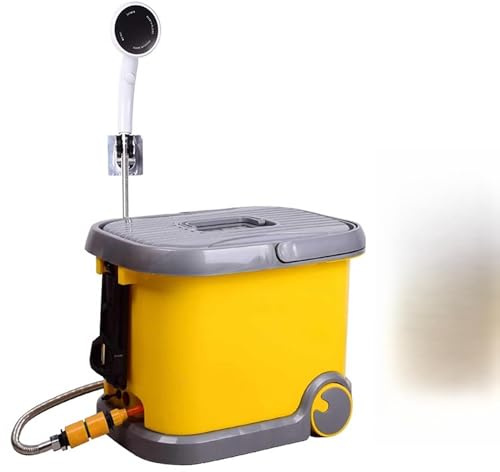 Ducha eléctrica portátil de 36 litros con ruedas, termostática de 60°, agua caliente, autocebante, para camping, senderismo y actividades al aire libre