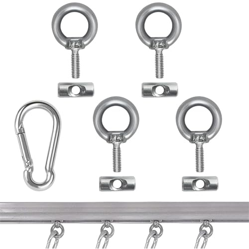 CNOYEEO Awning Rail Stoppers 4 Pcs, M4 Stainless Steel 6 mm Piping Stopper with 1 Carabiner for Caravan, Campervan, Motorhome, Tent Rail Track Rustproof, Durable, Easy to Install