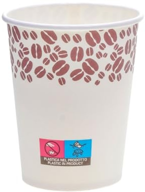 ECOPICNIC 1200 tazas de café de 180 ml de diámetro 70 mm de color blanco, vasos desechables con diseño de frijoles, vasos de papel para llevar, para café, barista, café, café, espresso, bebidas
