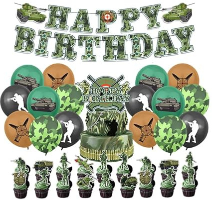 Decorazioni Feste Compleanno Mimetici Militari Palloncini Compleanno Mimetici Topper Torta di Compleanno Militare Festone di Buon Compleanno