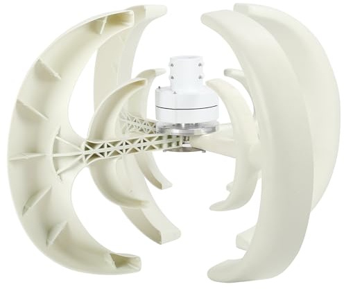 Spacnana Lanterna per Turbina Eolica, Generatore Ad Assi Verticali a 4 Pale in Acciaio Legato 1200W per la Ricarica di Barche Cover Mobili (12V)