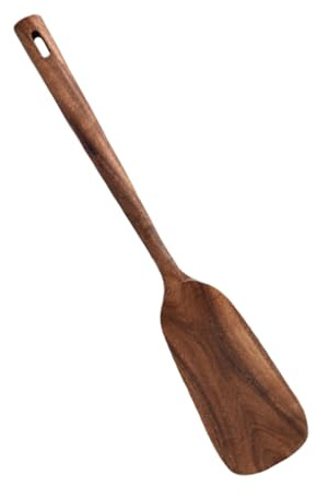 UTHCLO Spatule Bois Long Manche Ustensile Cuisine Sans Vernis Raclette Bois pour Poêle Surface Protégée Manche Pratique avec Suspension