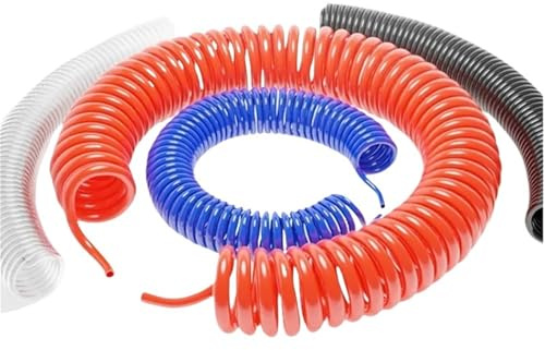 1pc PU Spring Spiral Pipe with Fitting 6/9/12/15M PU Air Compressor Hose Tube Flexible Air Tool with Connector Pneumatic(6X4MM Blue,6M-C(JP) FITTING)