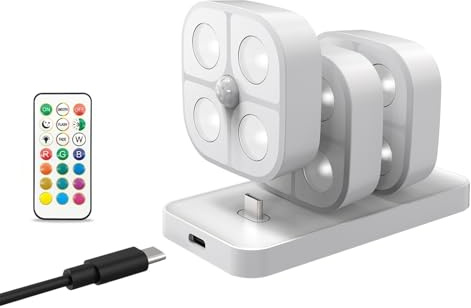 Generico Per Scale Wireless - Per A LED, Lampada Notturna Multimodale Magnetica Da 3 Pezzi, Luce A Disco Con Base Di Ricarica | Luce Ricaricabile Per Scale Interne Per Soggiorno Cucina Bagno Ca