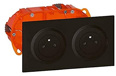 Legrand - Set mit 2 Steckdosen 2P+T Surface Dooxie 16A, vorverdrahtet, schwarze Oberfläche