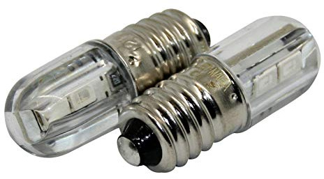 2X Schraubsockel E10 LED - Ersatz Beleuchtung kaltweiß weiß Sparlampe - 6V