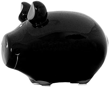 Premium Weddings Sparschwein schwarz ca. 12,5 x 9 cm handgefertigt aus Keramik - Sparbüchse Spardose edles Sparschwein zur Hochzeit