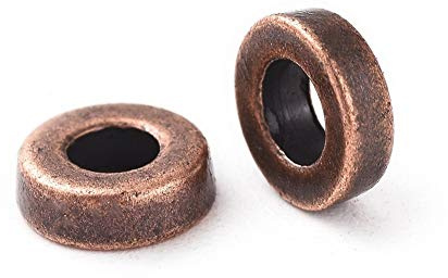 Perlin Metallperlen 6mm Spacer perlen, Ring Rondell Zwischenteile, Schmuckteile 40 Stk (Kupfer)