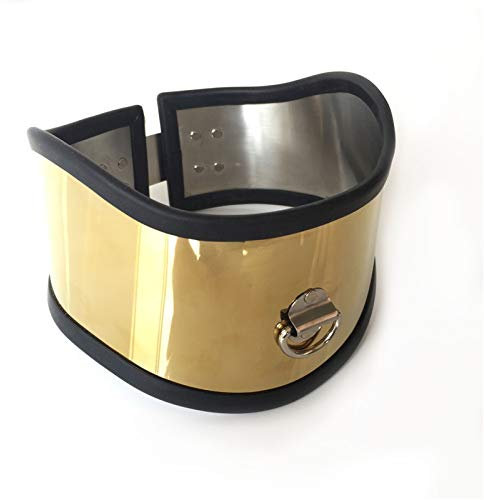 Metall Halsband SM Erotik Bondage Sex Halsbänder/Halsreif/O-Ring, Sklaven Kragen, Fesseln System Mit Führungsring, Geeignet Für Rollenspiele, Paare BDSM Spiele,Gold,Men's
