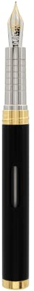 DIPLOMAT Nexus Gold Nib Fountain Pen with Ink Glass Black Nib Sizes F 14 Carat Handmade with Gift Box Fountain Pen Colour: Black/Gold
