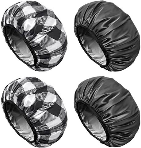 Aquior Large Shower Caps, 4-Pack Premium Soft Silky Satin Reusable Hair Cap For Long Hair and Big Hairstyles