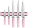 hecef 5 Pièces Set Couteau Cuisine avec Porte Couteaux Aimanté (33 cm), Couteaux de Cuisine Professionnels en Acier Inoxydable, Aimant Couteau Mural pour Les Couteaux et Les Ustensiles (Rosa)