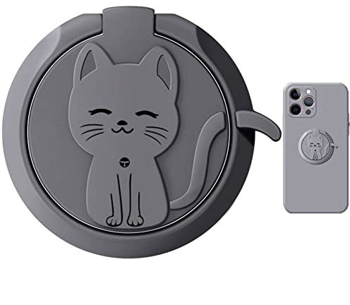 Sanfly Cute Cat Metal Cell Phone Ring Stand Holder 360 Degree Metal Finger Stand Kickstand for Phone Magnetic Bracket Accessories