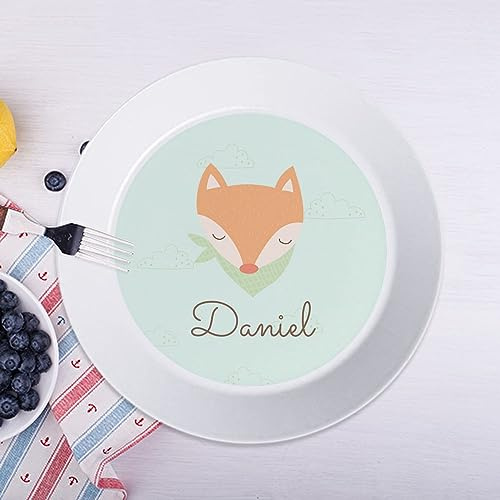Wanapix | Kindertellen unzerbrechlichen mit Name | Plastikteller für Kinder - Schule - Kindergarten - Hause| BPA freier Kunststoff | 19ø cm | Karottenfuchs