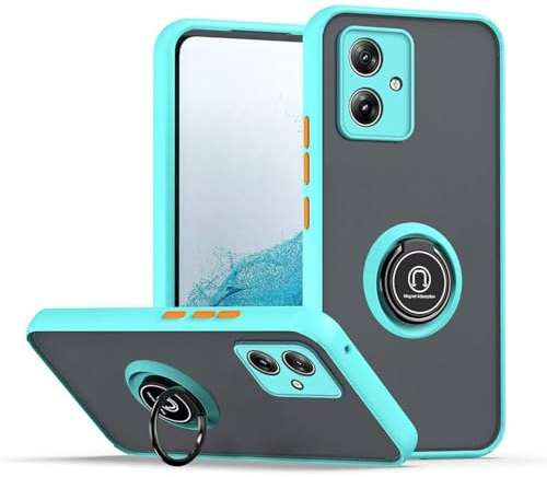 HONLEN Funda para Motorola Moto g14 (6.5 Inches), Carcasa para Teléfono Móvil de Silicona Mate Transparente con Soporte de Anillo - Cielo Azul