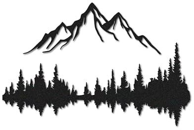 NORTH KAISER Arte Murale Metallo | Decorazione Parete Montagne Foreste | Scultura Murale Rustica e Moderna per Soggiorno Casa Camera da Letto Ufficio Cucina Esterni (Nero, 98 x 65.32 cm)