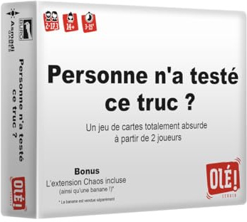 OLE! Studio Personne n’a testé ce Truc – Version Française – Jeu de Société d’Ambiance Chaotique et Injuste, Survie et Cartes Déjantées | 2 à 17 Joueurs | 15 Min | Dès 14 Ans
