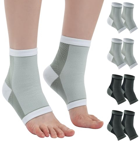 4 Paar Kompressionssocken Damen Herren Sprunggelenkbandage Kompressionsstrümpfe Knöchelbandage Fußbandage Knöchel für Plantarfasziitis Arthritis Verstauchte Fersensporn Sport (Weiß+Schwarz, 38-42)