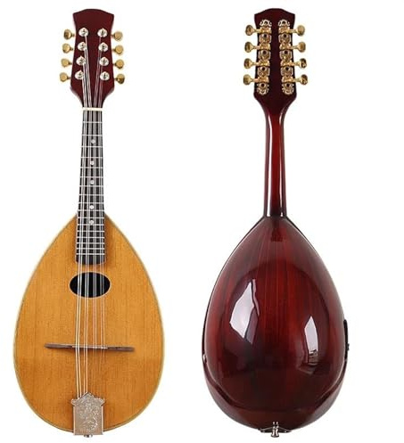 kit de instrumentos de mandolina Mandolina Con Forma De Cuchara De Madera De Abeto Macizo Hecha A Mano, Tapa De Abeto De Madera De 31 Pulgadas Guitarra De Mandolina De 8 Cuerdas Mandolina De Alta Cali