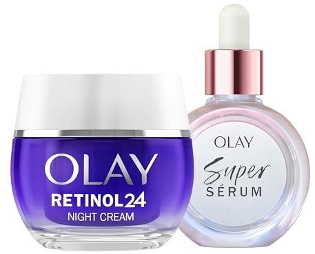 Olay Super Serum, 30ml + Olay Retinol 24 Night Cream Face Moisturiser, 50ml