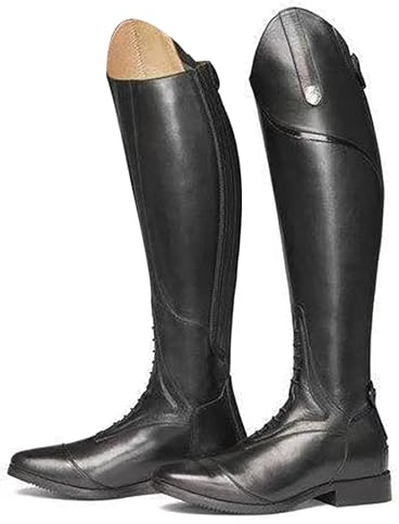 Höstliga Långa Stövlar Equestrian(34-48), Långa Stövlar I Västerländsk Stil, Slitstarka + Dragkedja Baktill, Unisex/halksäker, Knähöga/mellanhäl (3-5cm), För Vår/höst,38,Black
