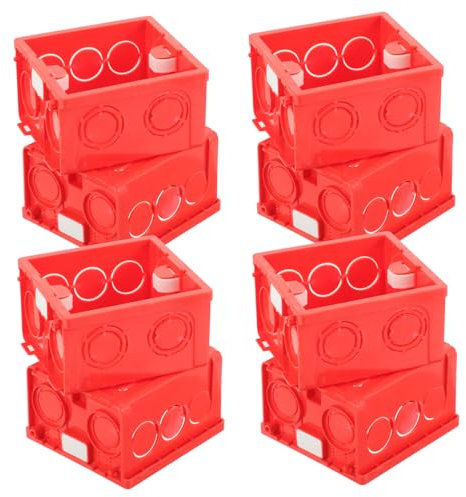 KONTONTY 10 Scatole Di Giunzione a Parete Tipo 86 in Pvc Ignifugo Rosso Scuro, Scatola Di Installazione Esterna Per Montaggio Su Pareti Rigide, Set Da 10 Pezzi Per Impianti Elettrici Domestici